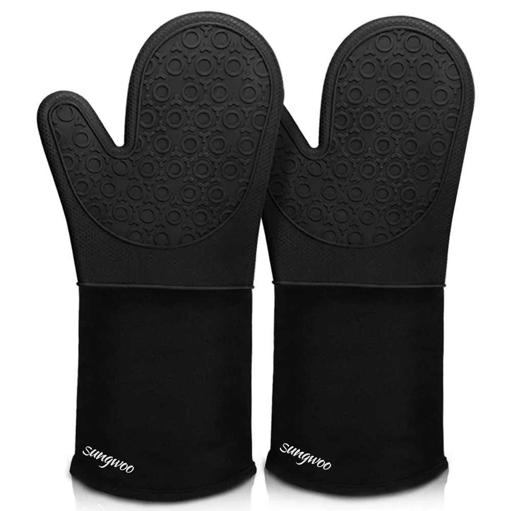  sungwoo Silicone Oven Mitts 14.6" 500°F Black — product photo