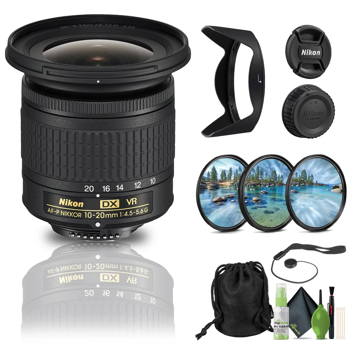 Nikon Inc Nikon AF-P DX NIKKOR 10-20mm f/4.5-5.6G VR camera lens - Bundle — product photo