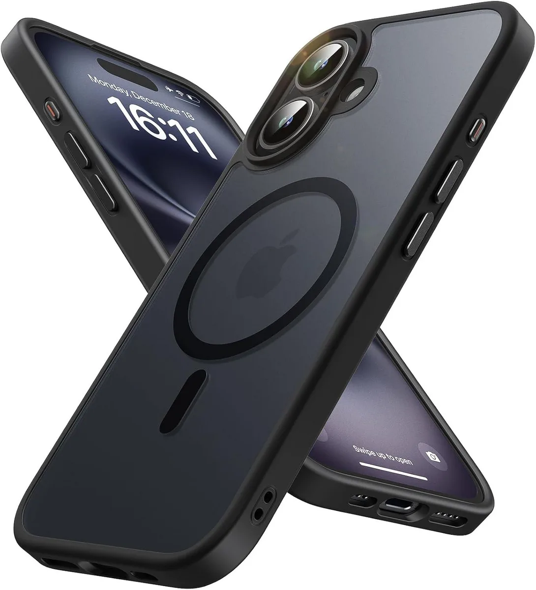 PISKEKAT PISKEKAT iPhone 16 Case 6.1 Black 38 N52 Magnets — product photo
