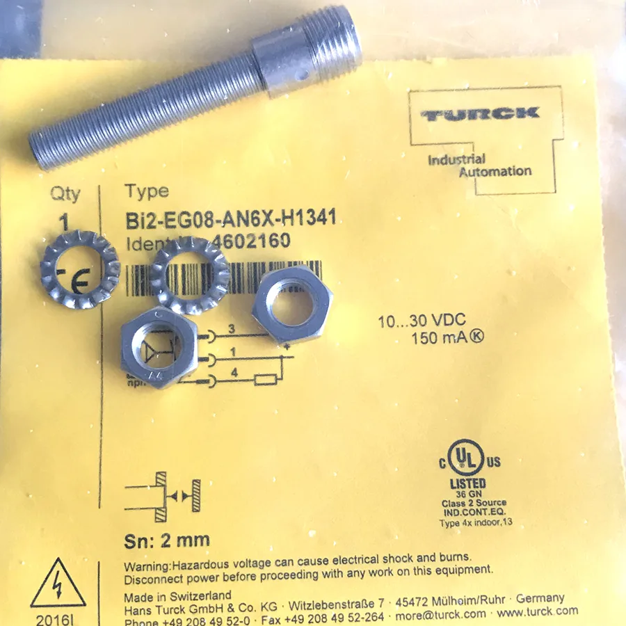 Turck Turck BI2-EG08-AN6X-H1341 4669560 Inductive Sensor NPN M8×1 M12×1 2mm 10-30VDC Stainless 1.4427 SO 21g — product photo