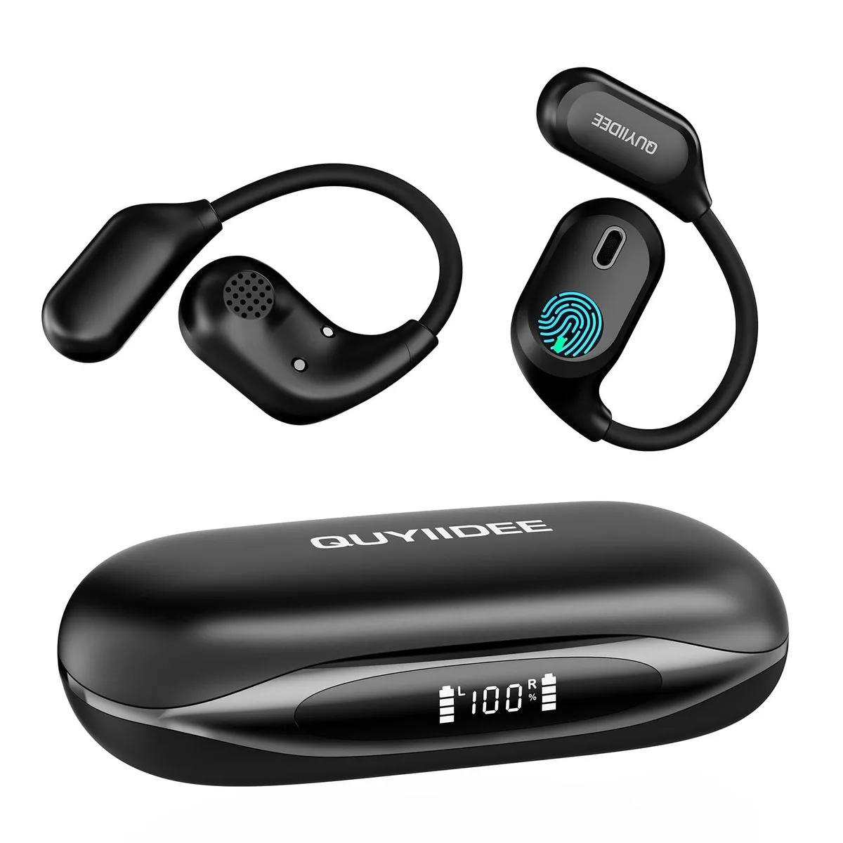  QUYIIDEE V30 Open Ear Headphones Bluetooth 5.4 40H Playback IP54 White — product photo