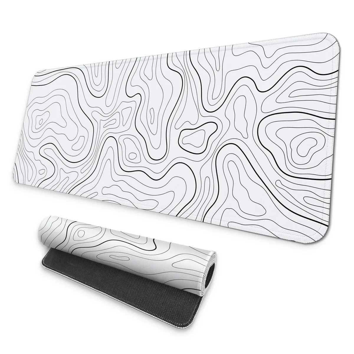  MAY FLOWER Large Gaming Mouse Pad Grey White Topographic Map 31.5 x 11.8 Inches — product photo