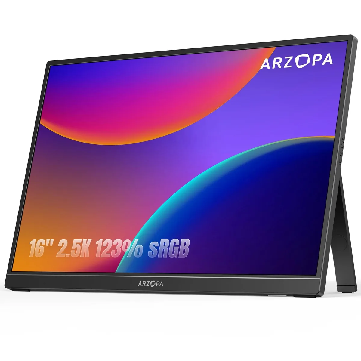 ARZOPA ARZOPA 16" 2.5K Portable Monitor 2560x1600 QHD IPS 123% sRGB Built-in Stand USB-C HDMI -Z1RC 2 in 1 accessory — product photo