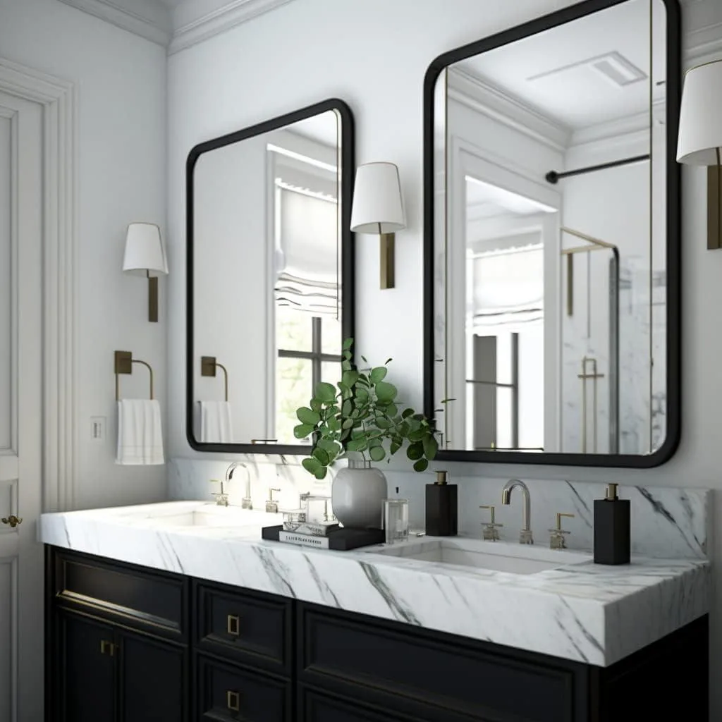  USHOWER 2-Pack Black Bath Mirror 24 x 36 Inch — product photo