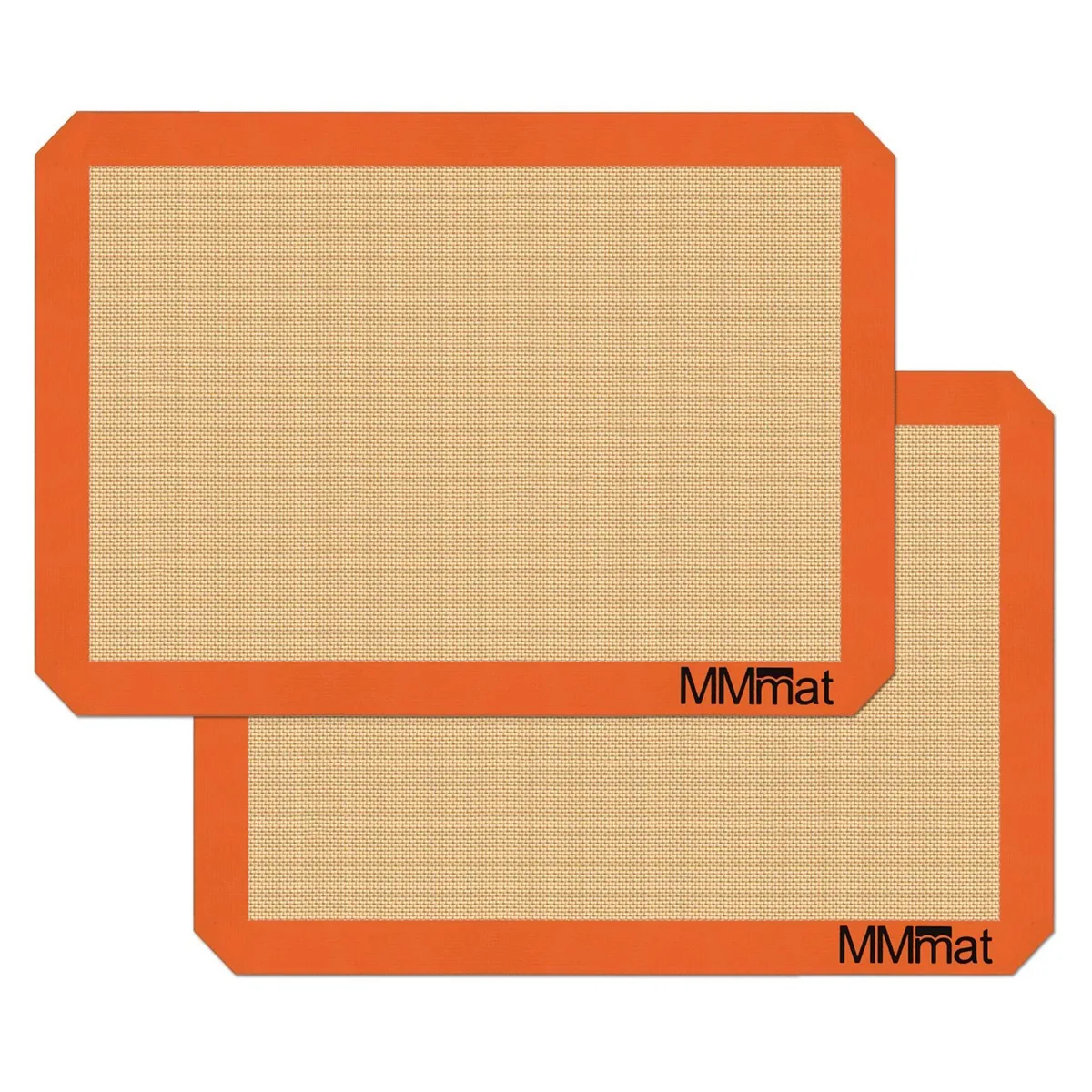 Two orange-golden rectangular silicone mats 11.6 by 16.5 inches 0.75mm thick