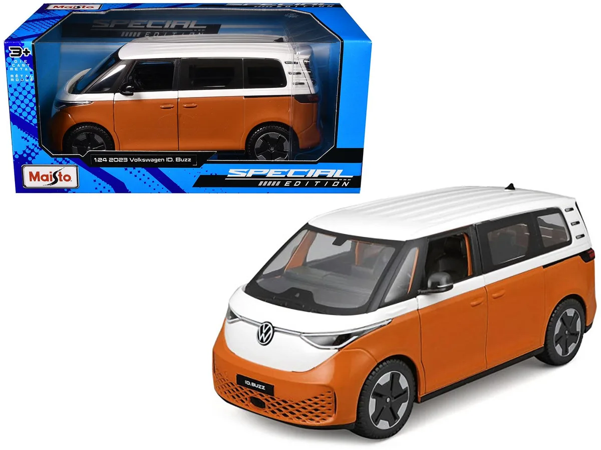 Maisto Maisto 2023 Volkswagen ID. Buzz Van Orange White Special Edition 1/24 hobby collectible — product photo