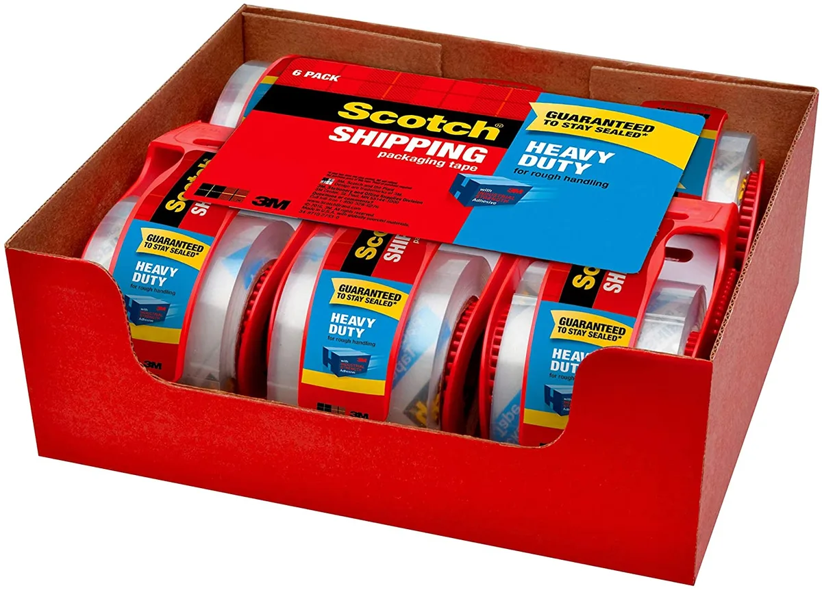 Scotch Scotch Heavy Duty Packaging Tape Clear 6 Rolls with Dispenser 1.88" x 22.2 yd 1.5" Core — product photo