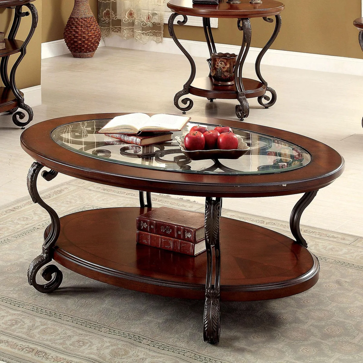 tuphen tuphen Traditional Style Brown Cherry Coffee Table — product photo