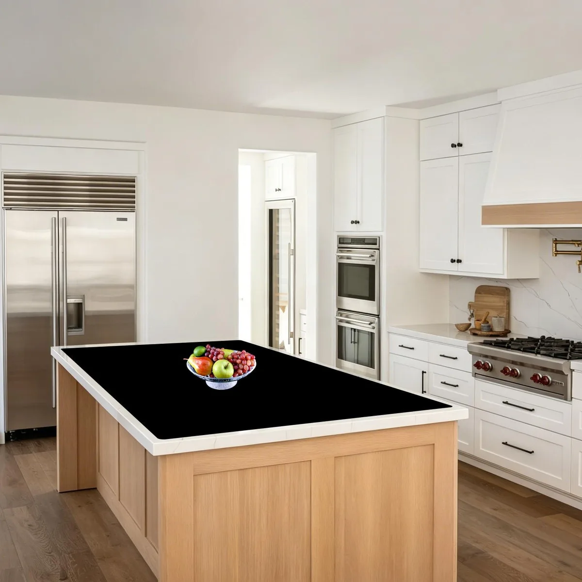Large rectangular black silicone counter mat, smooth finish, rolled or flat