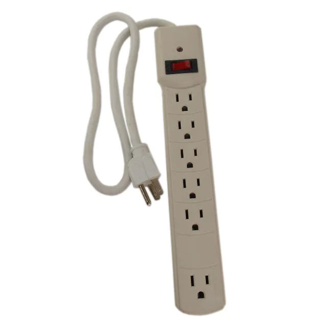 G-FORCE G-FORCE 55096 White 6-Outlet Surge Protector 2.5ft 750J — product photo