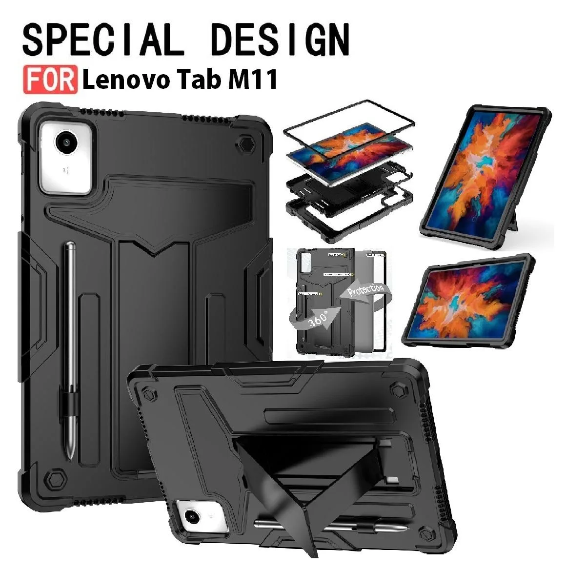 anicestore anicestore rugged tablet case for Lenovo Tab M11 11" 2024 black/black — product photo