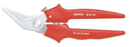 Knipex 95 05 185 7.3 inch combination shears with 40 degree angled red plastic ergonomic handles