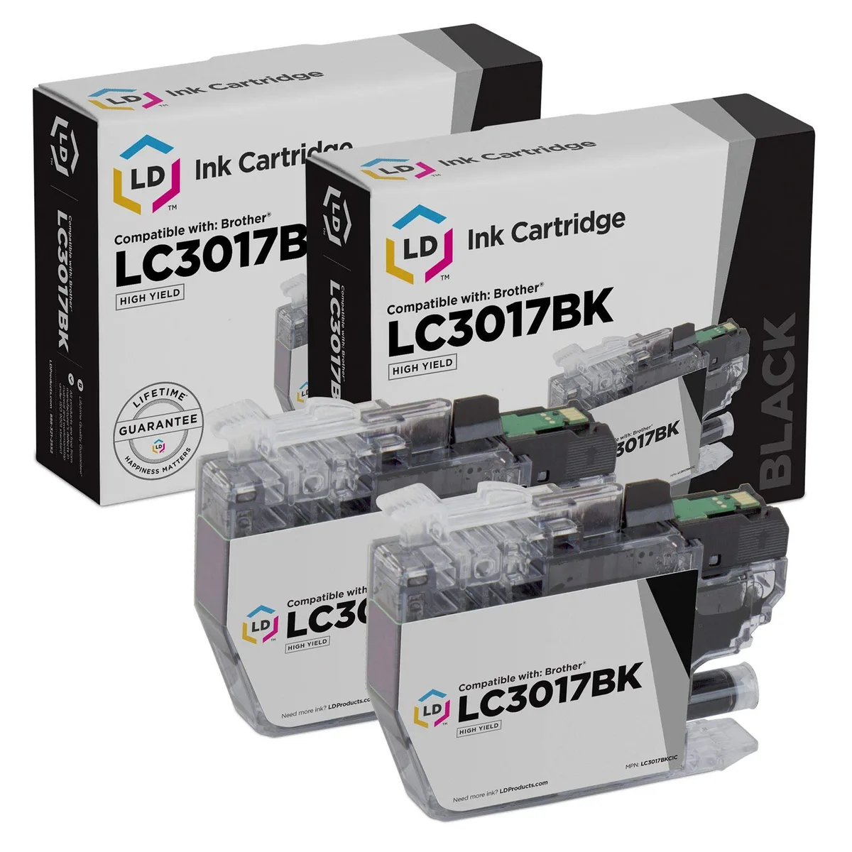 LD Products LD Products Compatible Ink Cartridge for Brother LC3017BK High Yield Black 2-Pack 550 Pages — product photo