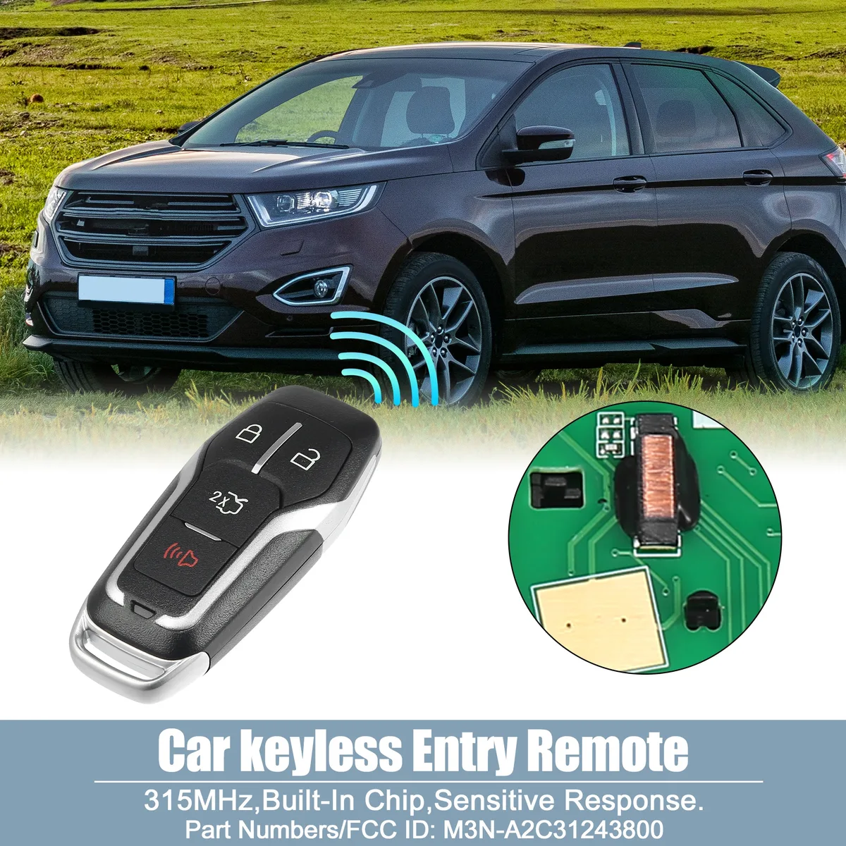 Unique-Bargains Unique-Bargains 315MHz M3N-A2C31243800 Keyless Entry Remote Key Fob Ford Mustang 2015-2017 4 Button — product photo