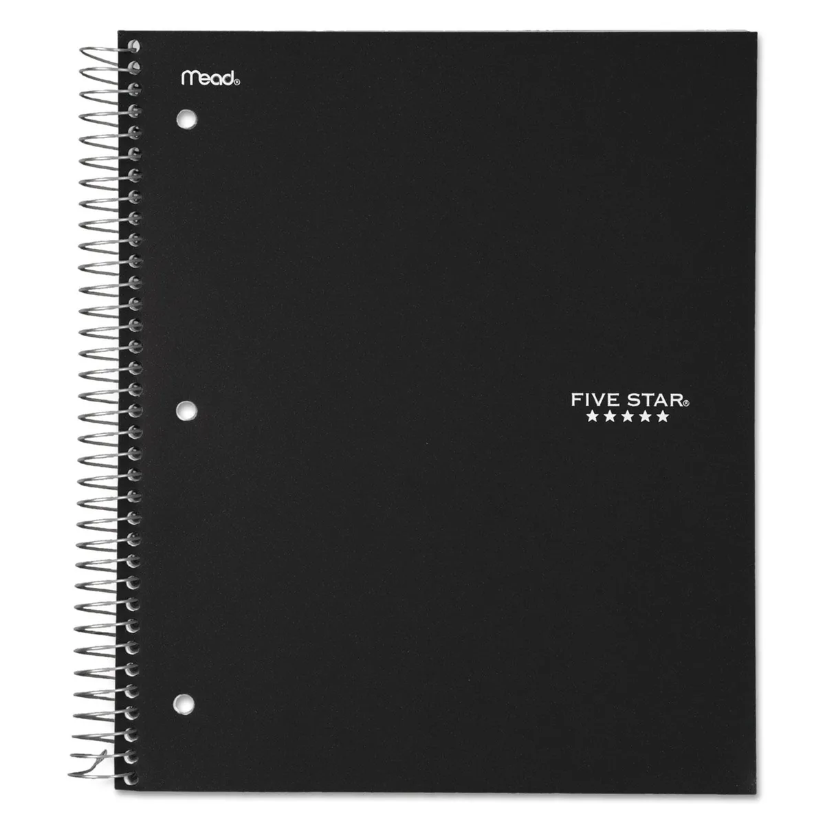 FIVE STAR FIVE STAR 72069 Wirebound College Ruled Notebook 3 Subject Black — product photo