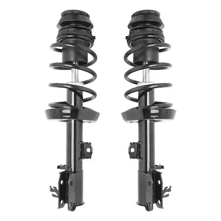 Pair of silver strut assemblies with springs and mounts, new condition