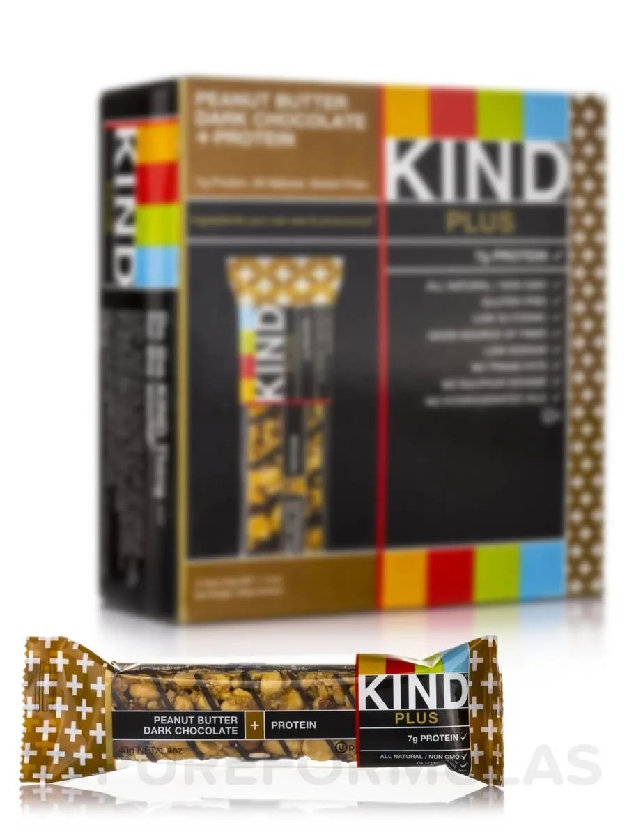 Box of 12 KIND peanut butter dark chocolate protein bars