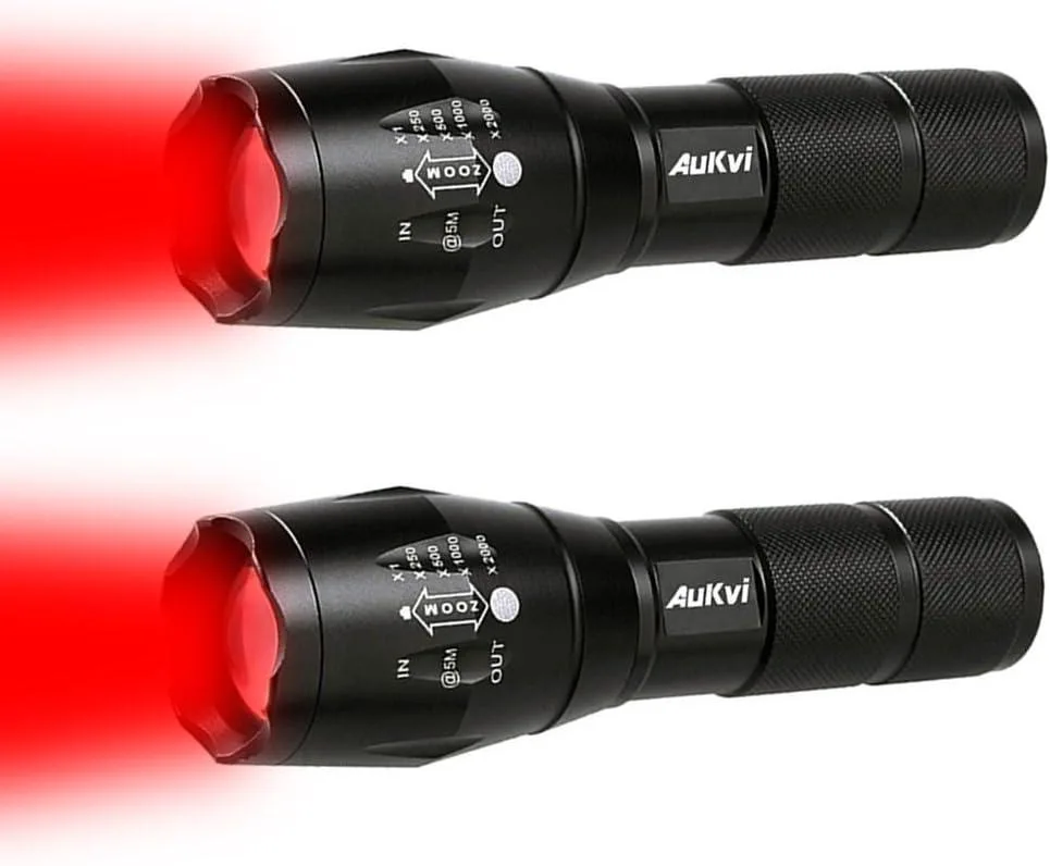 lelisten lelisten Red LED Flashlight 2 Pack 250 Yard Zoom Waterproof — product photo