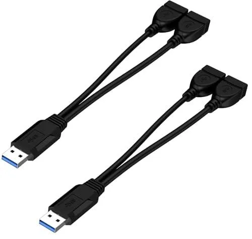 BUCIER BUCIER USB 3.0 Female to Dual USB Male Splitter Cable 2 Pack 30cm — product photo