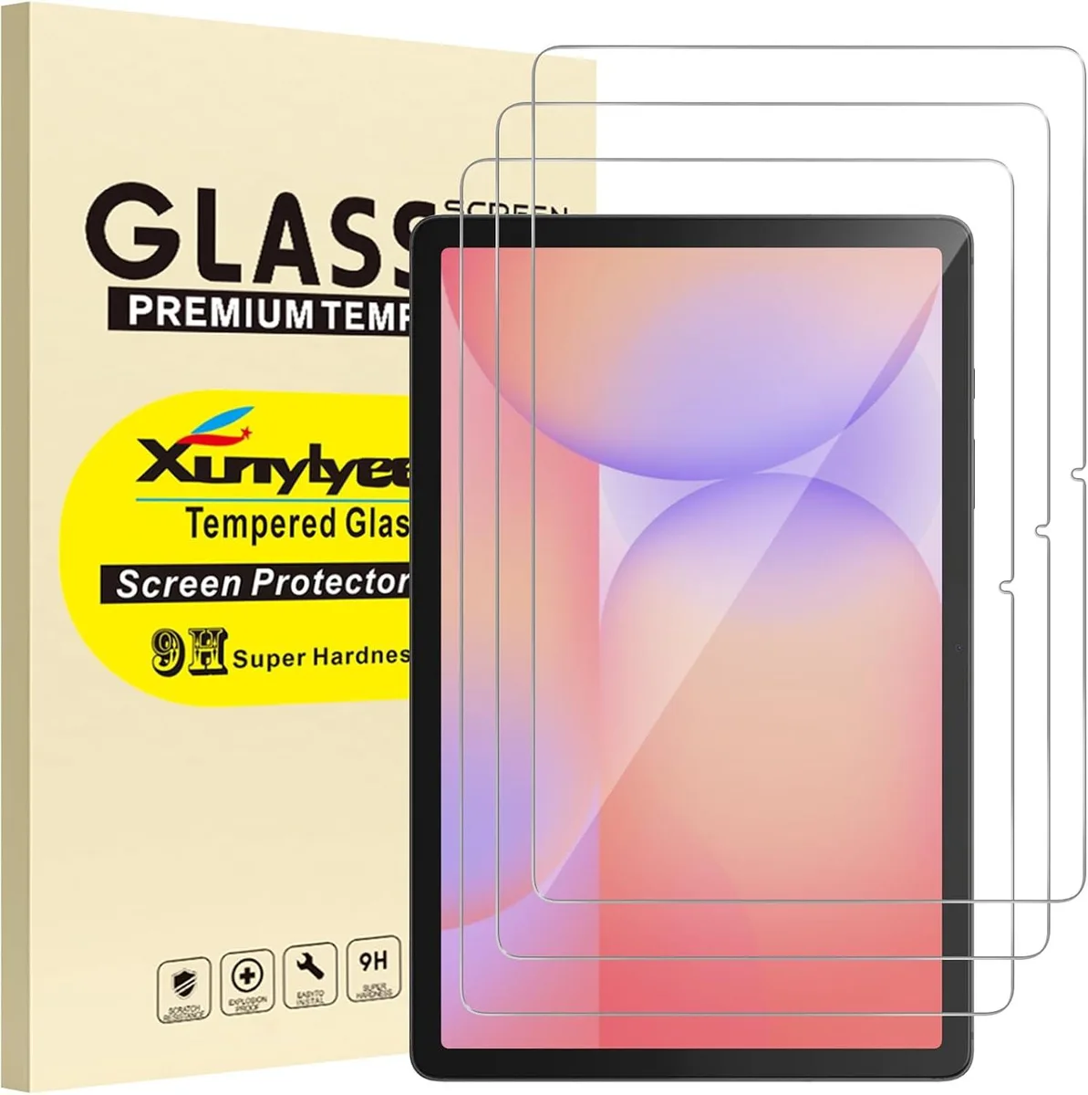 Three clear tempered glass screen protectors in a pack