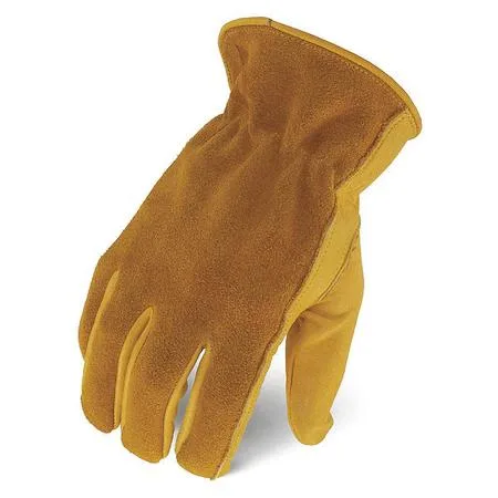 Pair of XXL cowhide leather drivers gloves with shirred slip-on cuffs, full leather coverage, wing thumb, unlined, sold as a pair