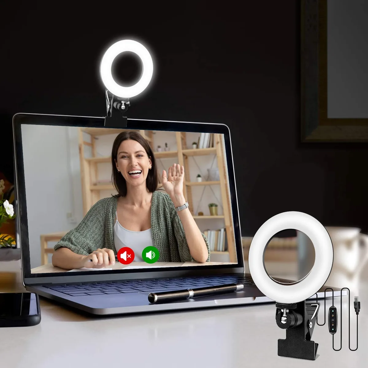  Cyezcor LT-05 Clip-On Ring Light 48 LED 10W 3200-6800K USB — product photo