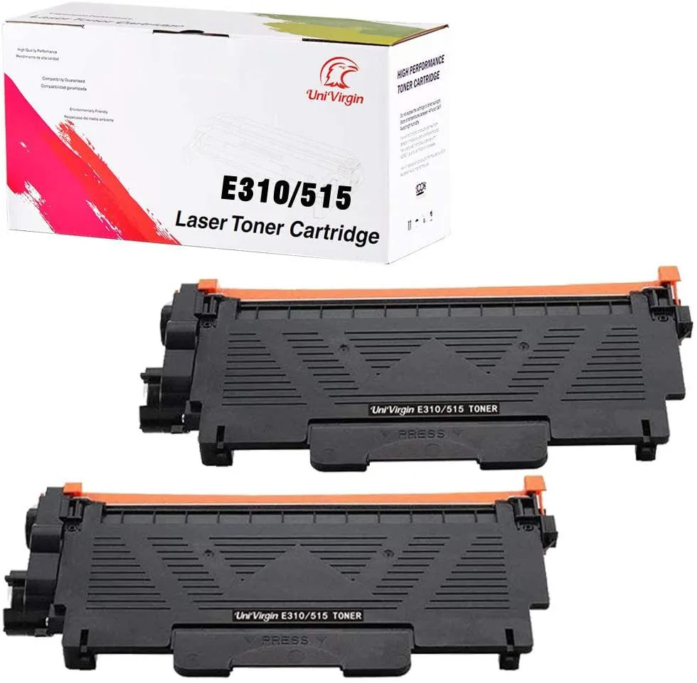 Two black rectangular toner cartridges in a box