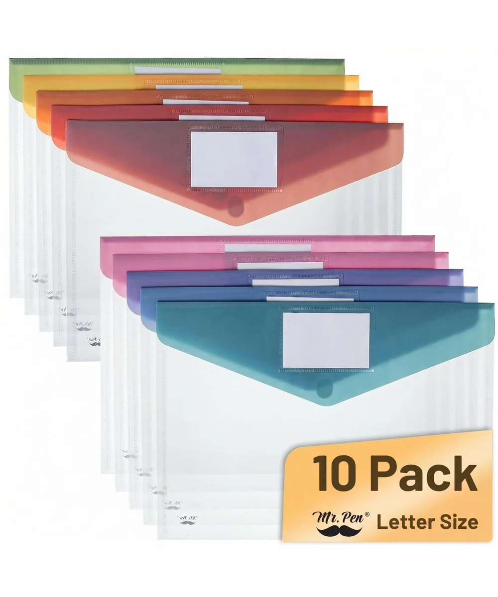  Mr. Pen PTQD006M312 Clear Plastic Envelopes 10 Pack A4 Letter Size — product photo