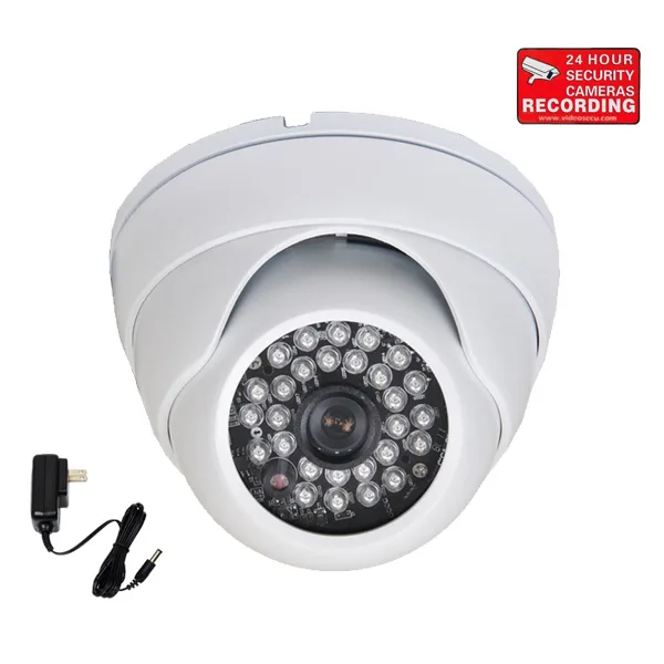 VideoSecu VideoSecu VD6HWL Dome CCTV Camera 600TVL 3.6mm 28 IR LED White — product photo