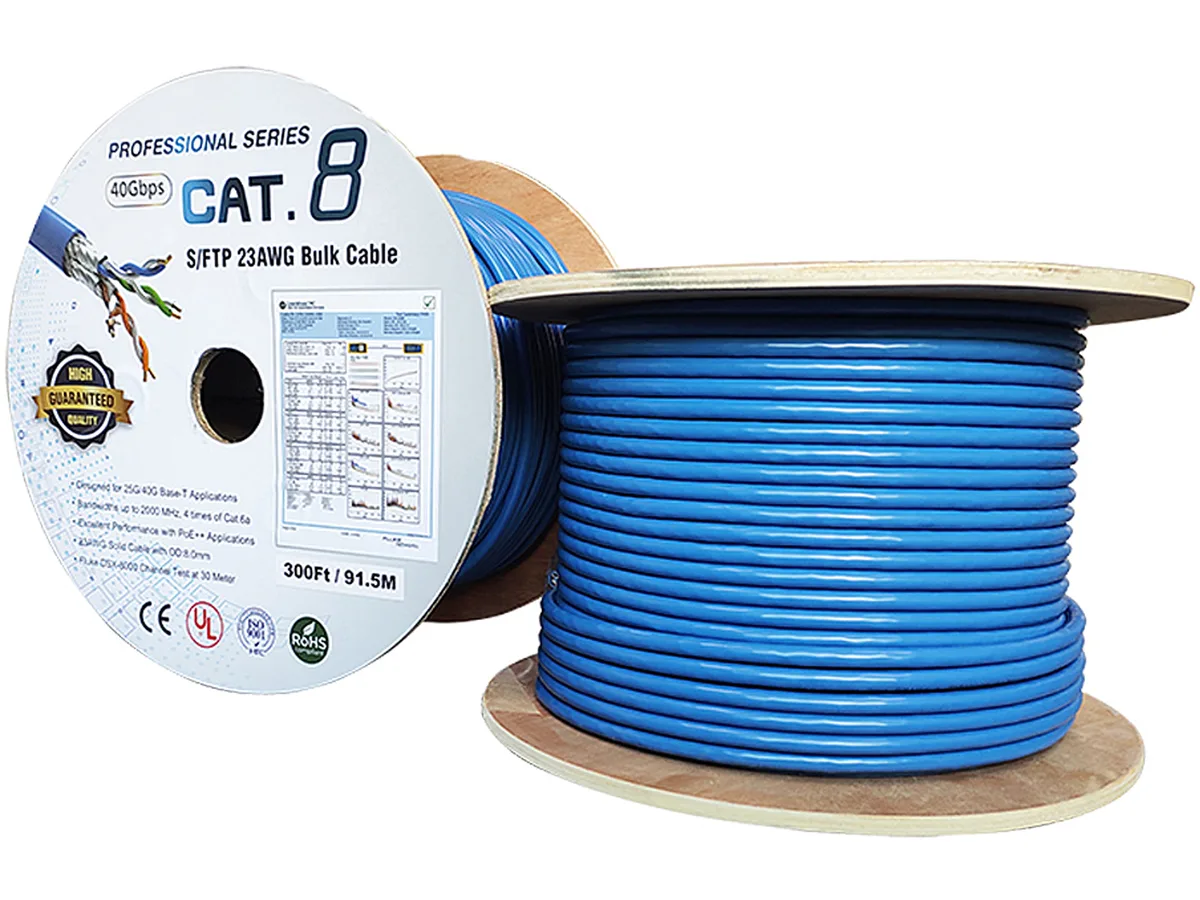 Nippon Labs Nippon Labs 60CAT8-300-23BL Cat8 network ethernet cable 300 ft blue 23AWG 2000MHz — product photo