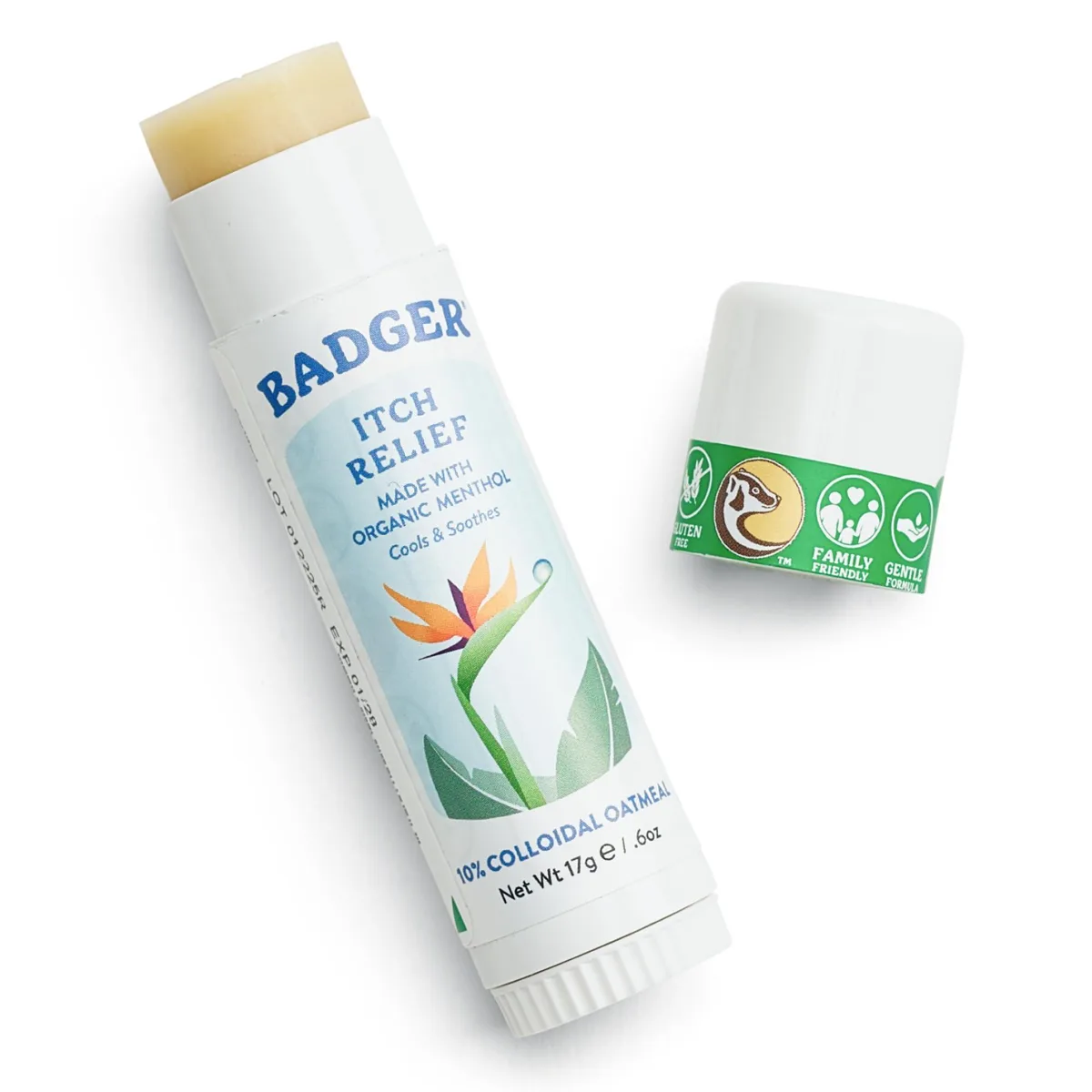 Small white stick with purple cap and CURAD label, 0.6 ounce size