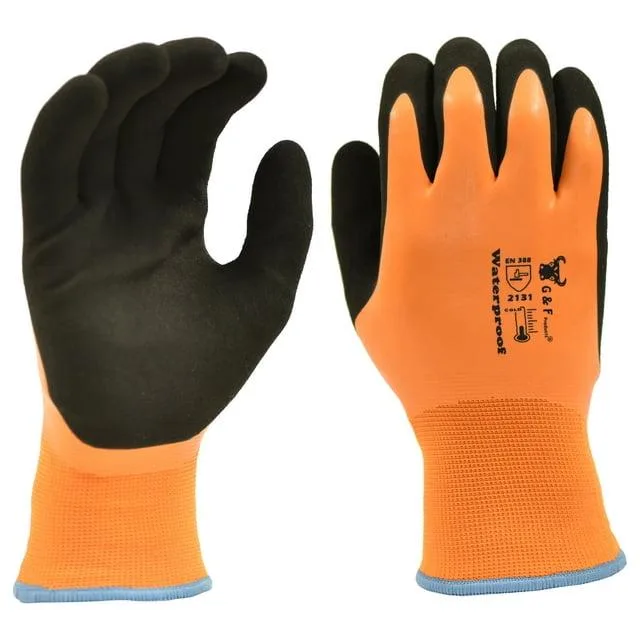 G &amp; F Products G &amp; F Products Winter Work Gloves Medium Orange Double Thermal Shell Latex Coated 1 Pair — product photo
