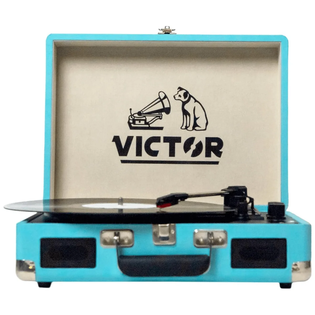 Victor Victor Metro Dual Bluetooth Suitcase Turntable Turquoise 33/45/78 RPM — product photo