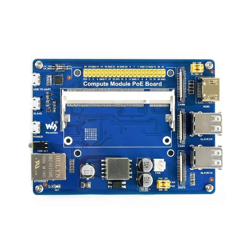 LORDWORLD LORDWORLD Compute Module IO Board with PoE 10/100M Ethernet 4 USB 2 CSI HDMI DSI UART Fan SMPS — product photo