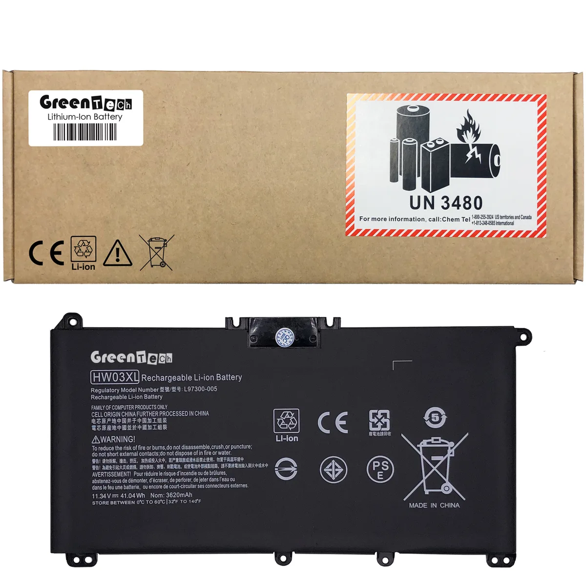 NShi NShi HW03XL 11.34V 41.04Wh 3-cell laptop battery — product photo