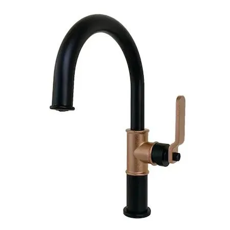 Brass single-handle bathroom faucet with push pop-up drain