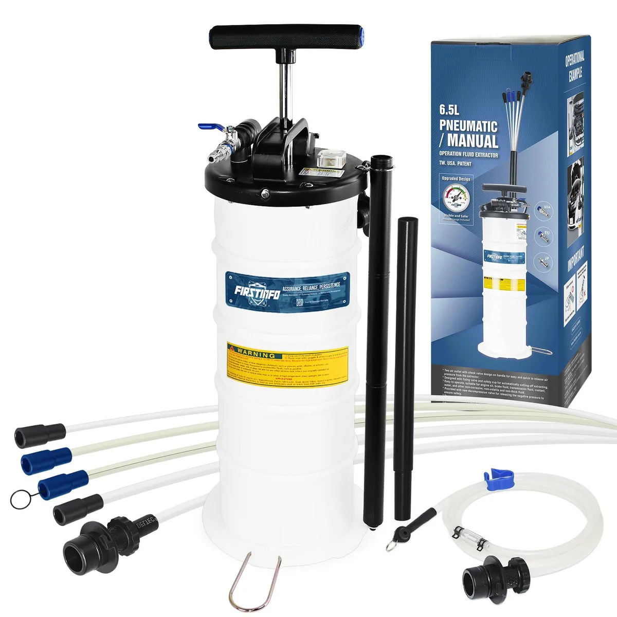 Firstinfo Tools Co., Ltd. Firstinfo Tools Co., Ltd. 6.5 L Oil Extractor Vacuum Pump with 3.5 x 4.5 mm Hose — product photo
