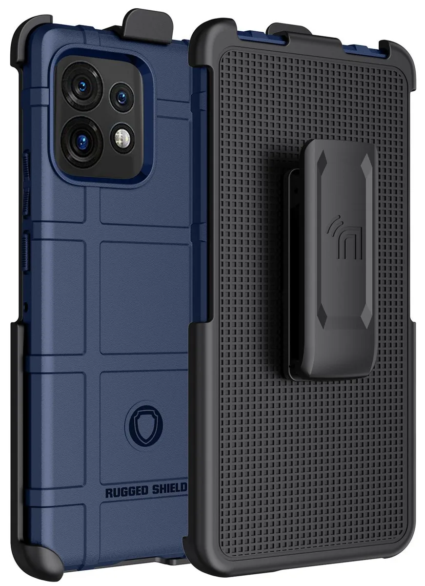 Nakedcellphone Nakedcellphone Special Ops Rugged Shield Case &amp; Holster Navy Blue for Motorola Edge Plus 2023 — product photo