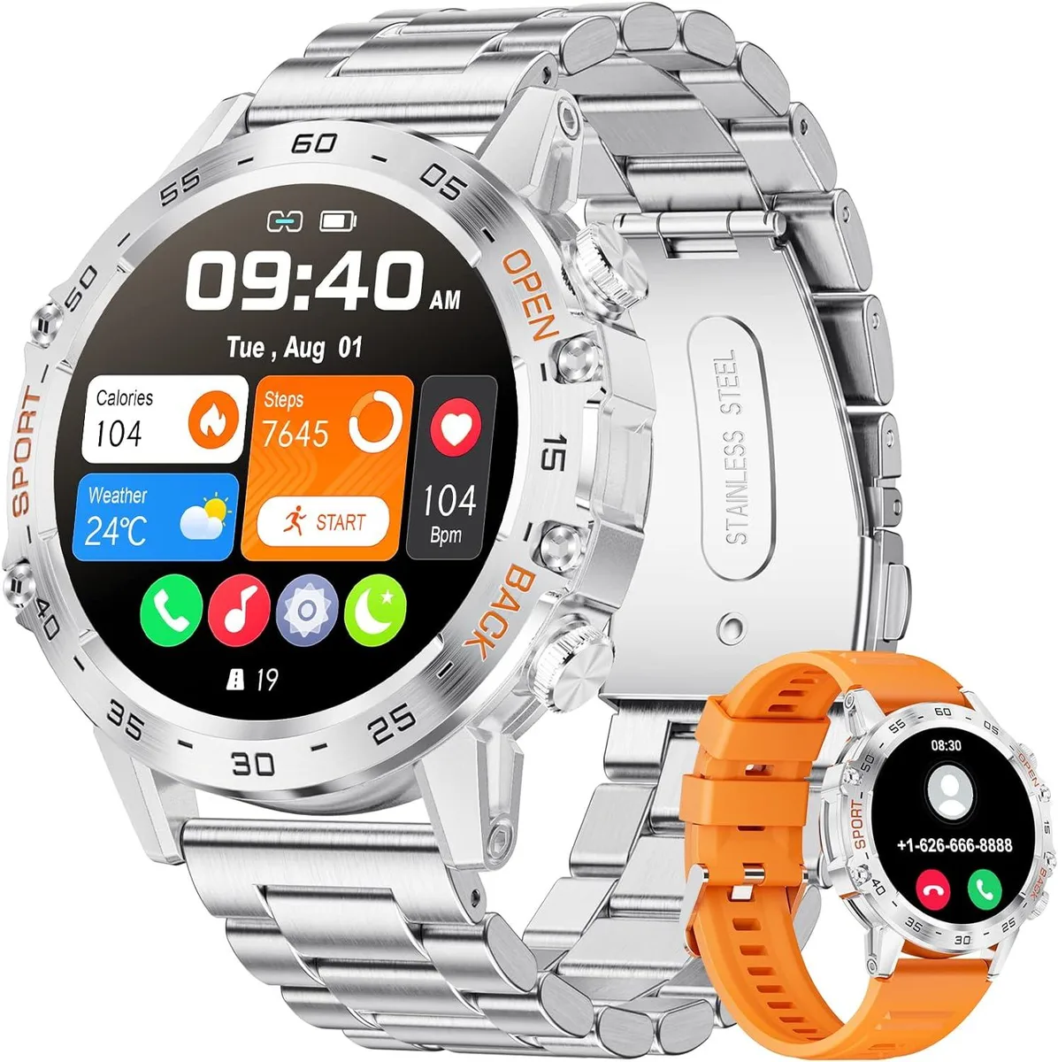 NShi NShi 1.39" Tactical Smart Watch Silver IP68 21 Modes — product photo