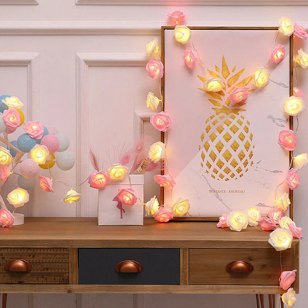 Magik Costumes Magik Costumes 20 LED Rose Flower String Lights Pink 9.84 Ft party supply — product photo