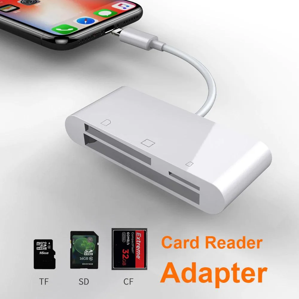 White rectangular card reader with multiple slots and Lightning connector