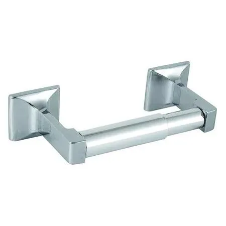 Polished silver wall-mounted toilet paper holder with double posts