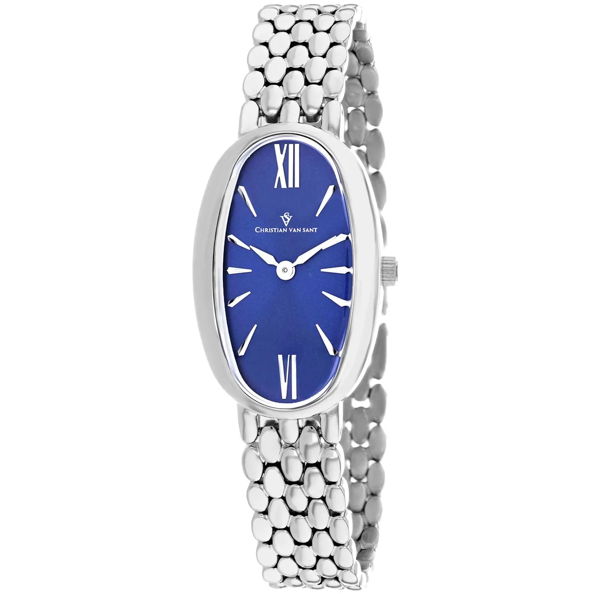 Stainless steel watch with blue dial and bracelet