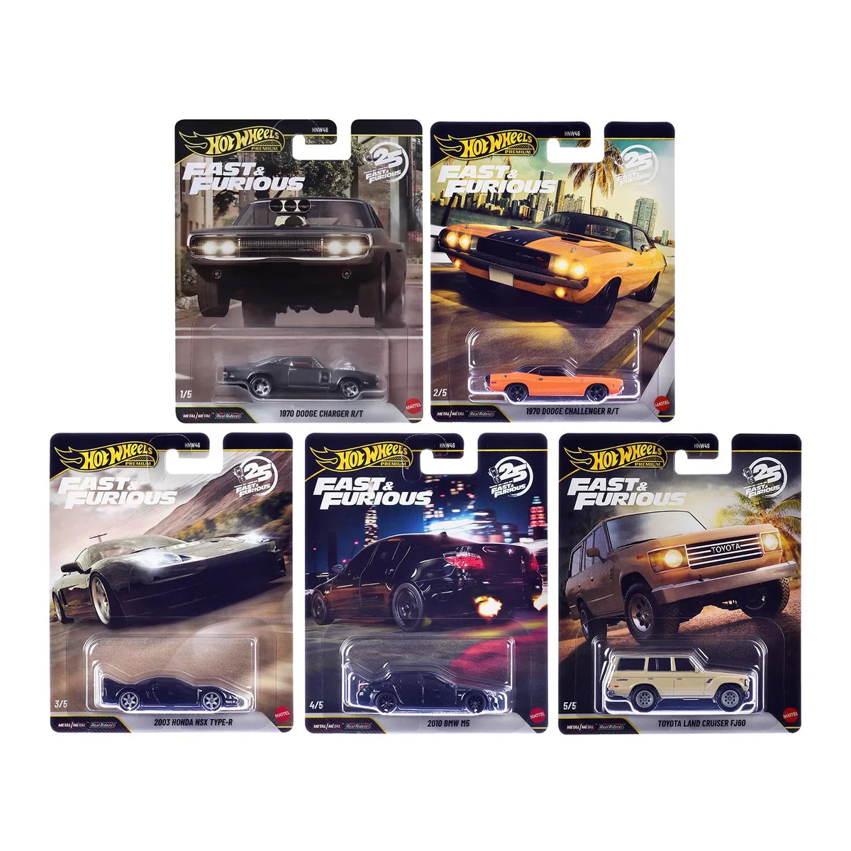 Hot Wheels Hot Wheels Fast &amp; Furious 25th Anniversary 2026 5 Piece Set Q Diecast Hobby Collectible — product photo
