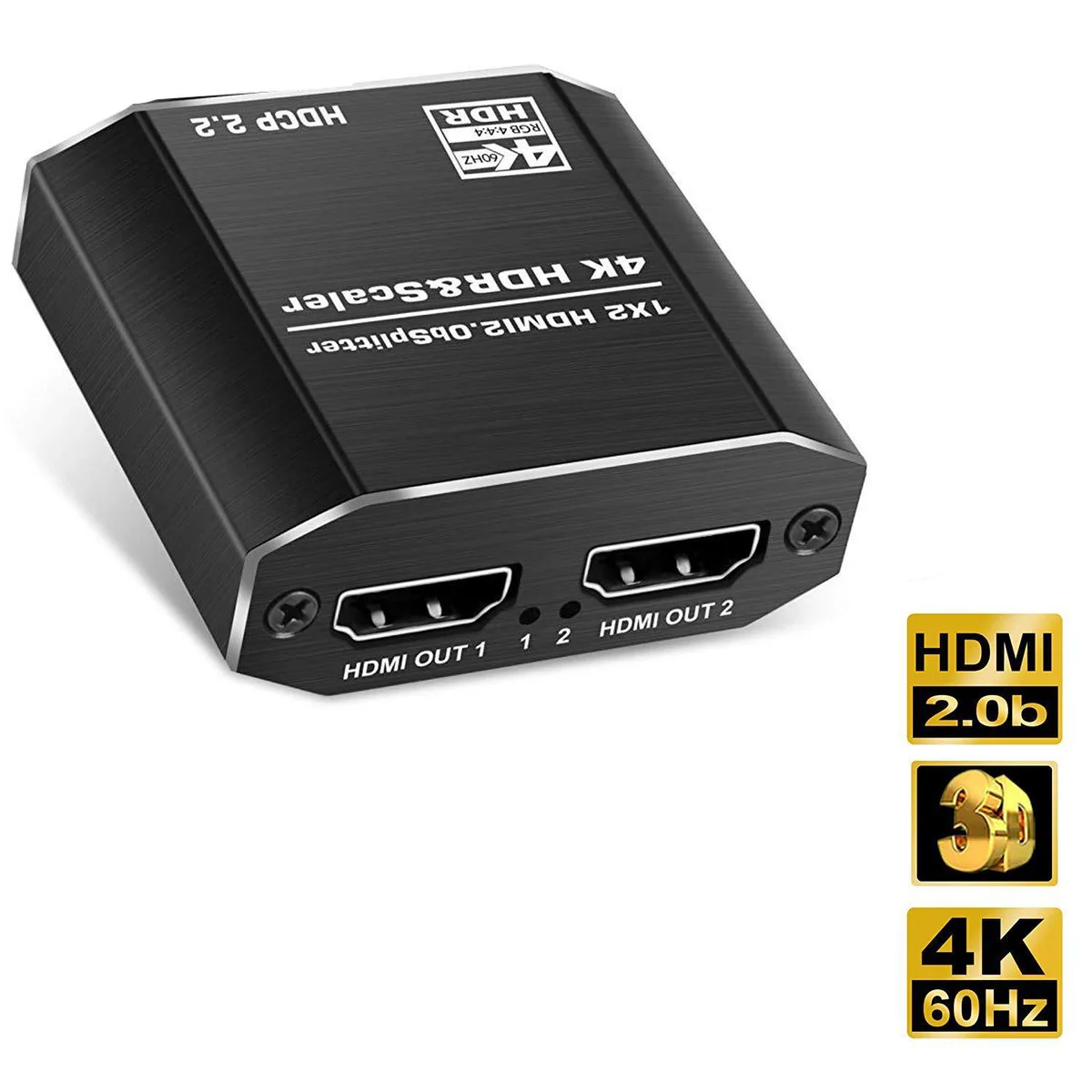 Jansicotek Jansicotek OZF12-2 1x2 HDMI 2.0 Splitter 4K 60Hz Switch HDCP2.2 PS4 PS5 Blu-Ray PC — product photo