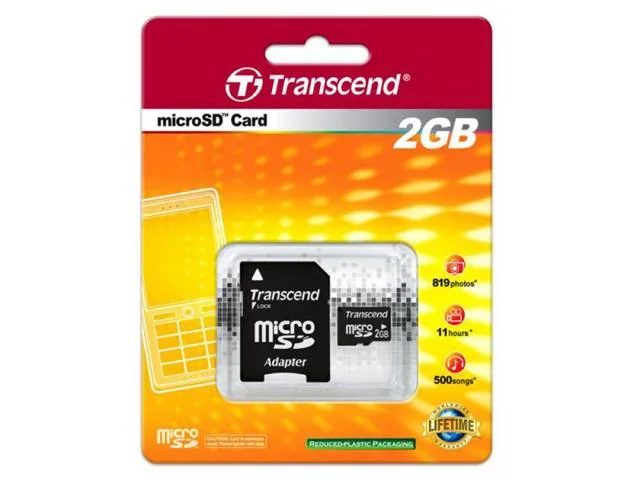 Transcend Transcend TS2GUSD 2GB microSD with SD adapter memory card — product photo