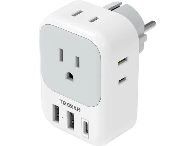 LORDWORLD LORDWORLD Type E/F Travel Adapter 4 AC 3 USB 2300W — product photo