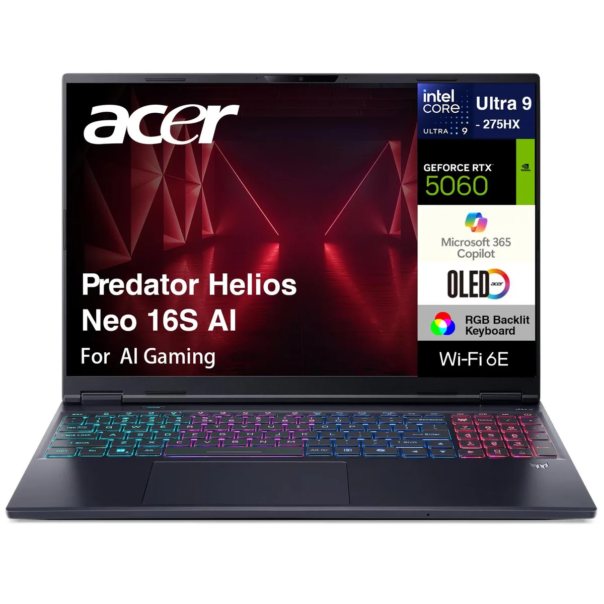 Acer America Acer Predator Helios Neo 16S AI gaming laptop 16.0" WQXGA 240Hz Ultra 9-275HX RTX 5060 16GB — product photo
