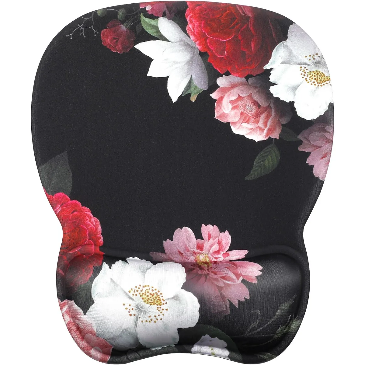 KEHIPI KEHIPI Ergonomic Gel Mouse Pad Black Flower 9.4 x 8.1 in — product photo