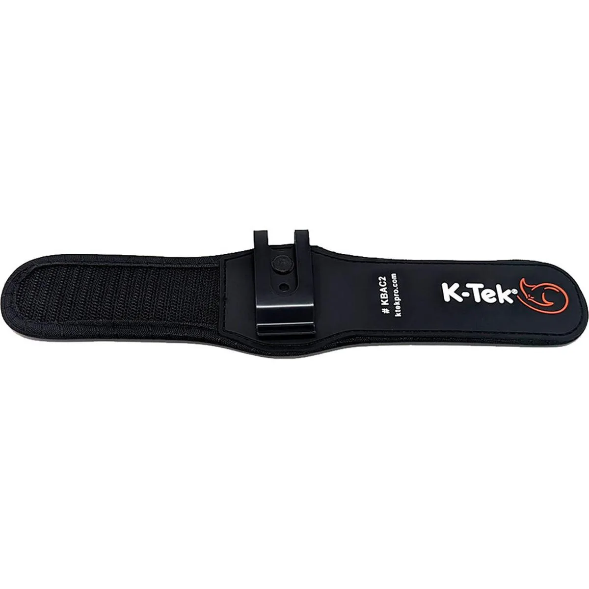 Black nylon clip with hook-and-loop straps and metal swivel belt clip